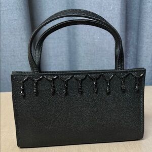 Elegant Black Mini Handbag with Beading